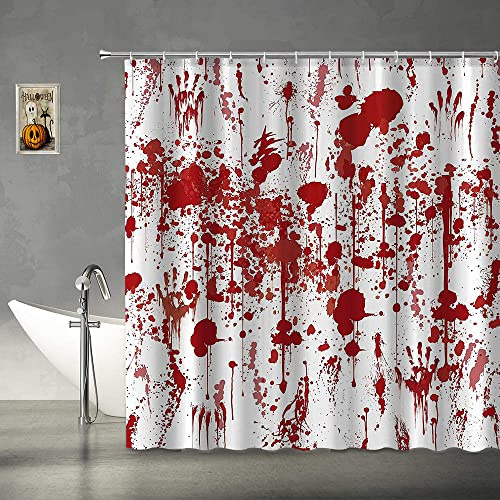 Abaysto Blood Shower Curtain Horror Halloween Bloody Splatter Splashes Home Bathtubs Bathroom Shower Curtains Fabric Waterproof with Hooks