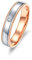 BCughia Verlobungsring für Männer, Eheringe Weißgold & Roségold Design mit Einzelnen Diamantperlen Verlobungsring Heiratsantrag Größe 70 (22.3)