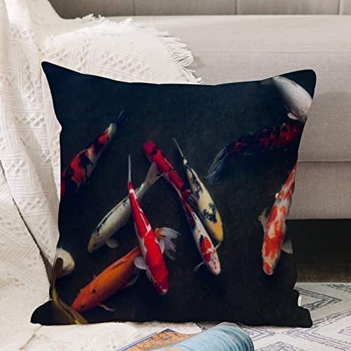 Kissenbezug 45x45 cm,Teich Koi Karpfen Tiere Tierwelt Natur Chinesisch Fisch Asien Bestrebu,Outdoor Kissen Kissenbezüge Kissenhülle Sofa Kissen dekokissen Zierkissen für Wohnzimmer Garten deko draußen