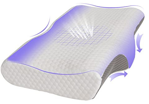 Good Nite Zervikales Memory-Foam-Kissen, feste Unterstützung bei Nacken- und Schulterschmerzen, Rillen-Nackenstütze, orthopädisches Kissen für Seiten-, Rücken-, Bauchschläfer mit abnehmbarem Bezug, 36