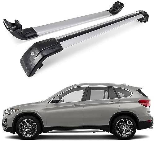 2 Stück Dachträger Relingträger Dachgepäckträger für BMW X1 F48 2016-2021, Aluminium Querträger Fahrradträger Dachboxen Dachgepäckablage Auto Zubehör,C/Silver-Black