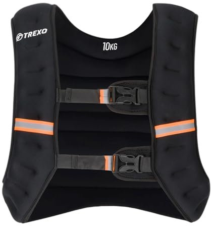 TREXO Training Gewichtsweste 5 kg Stahlkugeln füllen Trainingsweste für Crosstraining, Krafttraining, Calisthenics, Gym und Muskelaufbau Reflektierende Gurte Weighted Laufweste Damen Herren