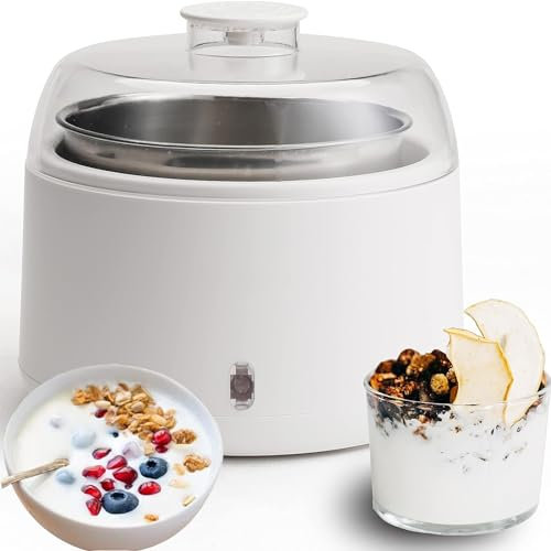 GJLRS Yogurtera eléctrica automática, máquina para Hacer Yogur Griego de Temperatura Constante de 1 litro con Recipiente de Acero Inoxidable, Ideal para Yogur casero, natto y kéfir