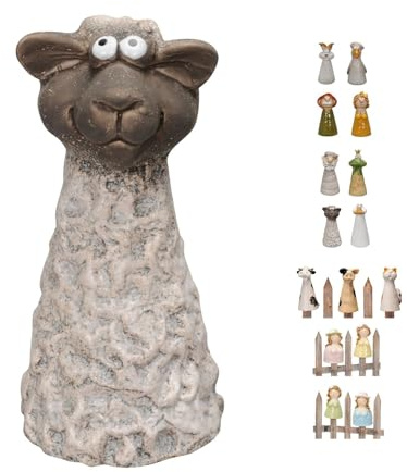 NETPROSHOP Zaunhocker Zaunfigur Viele Tiere und Figuren Steinzeug Höhe ca. 16-18 cm, Auswahl:Schaf