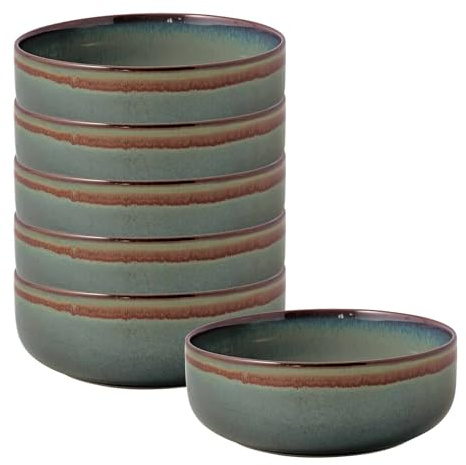 Villeroy & Boch like. by Crafted Breeze Bol 6er Set, 16 cm, Müslischale mit Reaktivglasur, Premium Porzellan, Graublau, 19-5167-1900