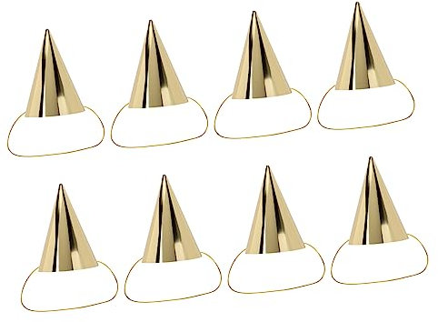 KOMBIUDA 8 Stück Gold Partyhut Kinder Geburtstagshut Geburtstagskegel Hüte Geburtstagskappen Kinder Geburtstag Kopfschmuck Papierkegel Hüte Kinder Geburtstagshut Geburtstagsparty
