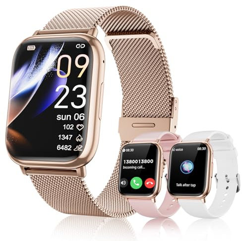 Montre Connectée Femme, 1.83 Smartwatch avec Appel Bluetooth, 113+ Sportifs, Podometre, Cycle Menstruel, Moniteur Sommeil, Montre Femme Connectée, Bracelet Connectée pour Android iOS (Or Rose)