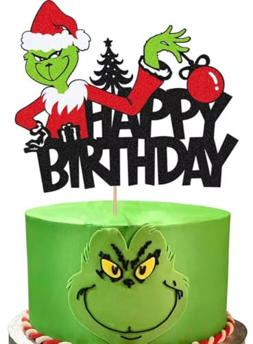 YATOSEN Grinch Cupcake Topper Weihnachten Food Fruit Picks für Party Kuchen Dessert Dekoration (Stil A)