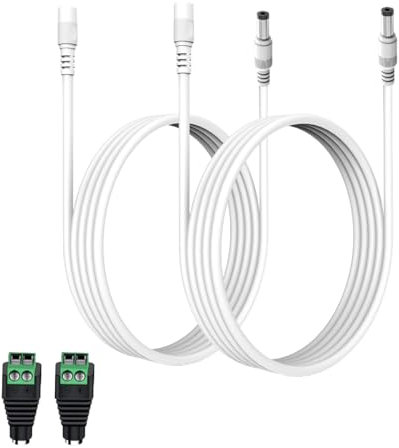 Lonnky 1 Meter Power Extension Cable With LED Strip Light Connectors, Compatible With Govee LED Strip Lights (KSIPZE, Grovee), TV Box, Security Camera - 2 Pack White