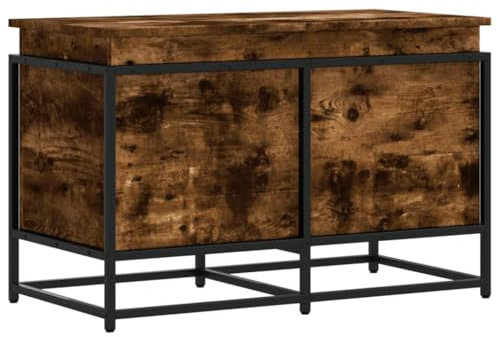 vidaXL Caja de almacenaje con Tapa Madera Roble Ahumado 80x40x51,5 cm, Caja de Mantas, baúl de almacenaje, Caja de almacenaje de Juguetes