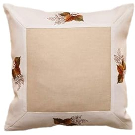 texpot Kissenhülle 40 x 40 cm Stickerei Blätter Reißverschluss Dekokissen Sofakissen Herbst