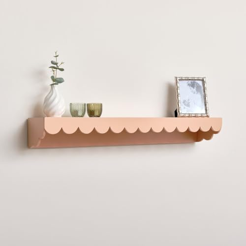 Melody Maison Extra Large Peach Scalloped Wall Storage Shelf - 90cm