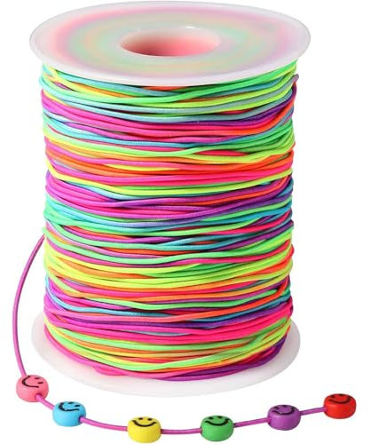 Fascia elastica per braccialetti, 1 mm x 100 m, filo elastico, filo di perline, arcobaleno, corda per fai da te per gioielli fai da te
