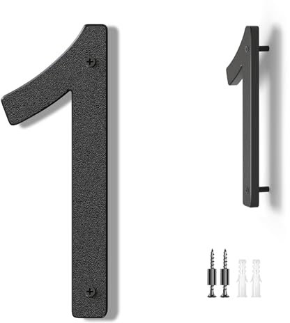 House Numbers Large Door Number 10 inch/25 cm - Modern House Numbers Black Plastic Exterior Front Door Address Numbers 1