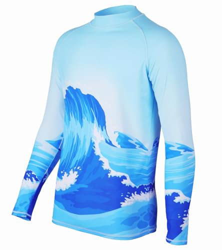 SLIMBELLE UV Shirt Herren UPF 50+ Kompressionsshirt Rash Guard Kurzarm Langarm Schwimm Tshirt (DE/NL/SE/PL, Alphanumerisch, M, Regular, Regular, Blau)