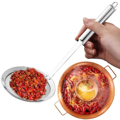Mesh Colander Spoon - Skimmer Spoon | Stainless Steel Kitchen Mesh Colander Spoon, Multi-Functional Skimming Spoon with Ergonomic Handle for Juices, Soup