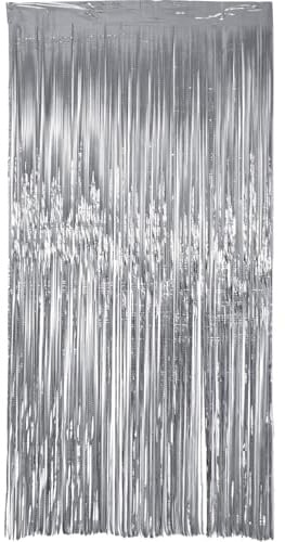 Folat 27585 Party Vorhang - Laser Beam Silver - 1 x 2 m - Folien Luftschlangen für Hochzeit, Party, Dekoration, Fotoautomat und Festivals Bühnendekor