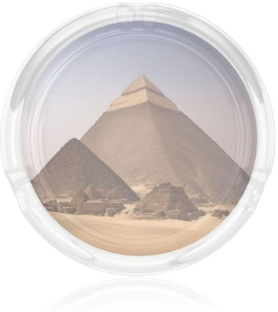 Pyramiden von Ägypten bedruckter Glasaschenbecher für Zuhause, Restaurant, Tischdekoration, runde Aschenbecher für Erwachsene