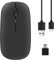 Nettoppo Souris sans Fil Rechargeable, Souris Optique Ultra Silencieuse 2.4G avec Récepteur USB et Type C, Convient pour Ordinateur Portable, (Noir)