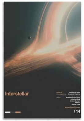 Interstellar Poster, Wandkunst, Leinwand, ästhetisches Cover, Poster, Vintage-Musik und Filme, dekoratives Gemälde für Wohnzimmer, Schlafzimmer, 30 x 45 cm, ungerahmter Stil