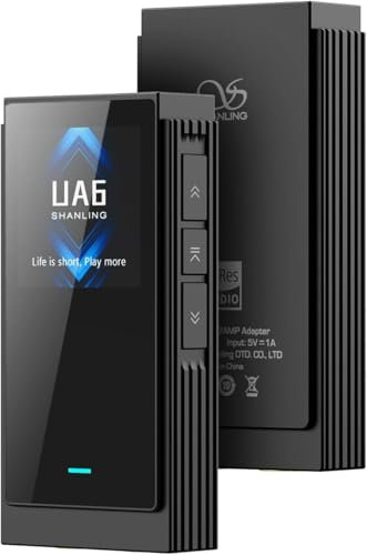 SHANLING UA6 Headphone Amplifier, Portable USB DAC Amp for Android/iOS/Mac/Windows, 3.5/4.4mm/SPDIF Output, CS43131x4 DAC, 768kHz/32bit DSD512, 1.3IN Display, Up to 361mW@32Ω Output (Black)