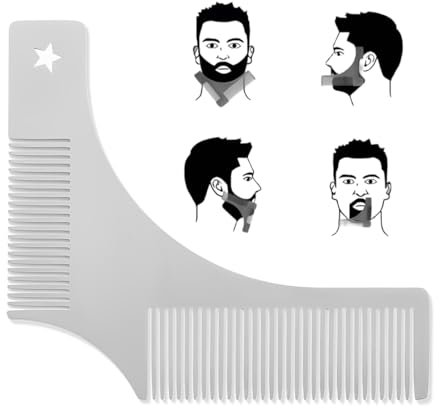 Bartschablone Herren, Premium Edelstahl Schablone für Bart-Styling, Bart Schablone Männer, Rasiervorlage Zubehör für perfektes Bart Styling und Pflege