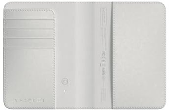 SATECHI Passhülle mit Apple Find My – Smart Reisepass-Tracker mit Ortung, Standortverfolgung, RFID-Schutz, kabelloser Ladefunktion & 4 Kartenfächern – Essentielles Reiseaccessoire – Sand/Beige
