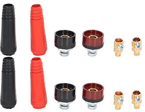 12Pcs Welding Cable Panel Connector Set | Quick Fitting Plug & Socket Kit for Electrical Supply | ABS Material with Long - Lasting/Easy Installation | Red & Black Color - Coded