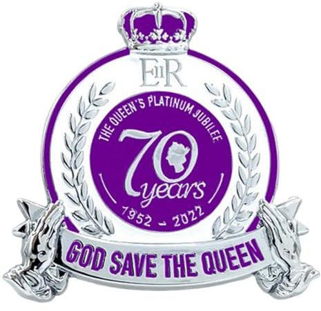 Reine Elizabeth Souvenirs - Queen Platinum Jubilee ENAMEL METAL BADGE INFALGE | Badge De Jubilé Platinum Queen Elizabeth II | 1952-2022 Platinum Jubilee Queen Elizabeth Memorial Brooch Accessoires | M