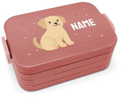 printplanet® Personalisierbare Brotdose „Layout Hund“ – Lunchbox/Bento Box von Mepal – mit eigenem Namen oder Wunschtext – Farbe Vivid Mauve – BPA-frei – Geschenkidee