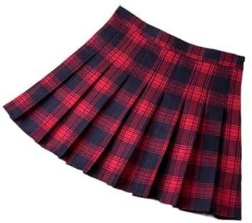 GSCLZ Women A- Line Skirt Plaid Spring And Autumn Pleated High Waist Skirts(Style 3,S)