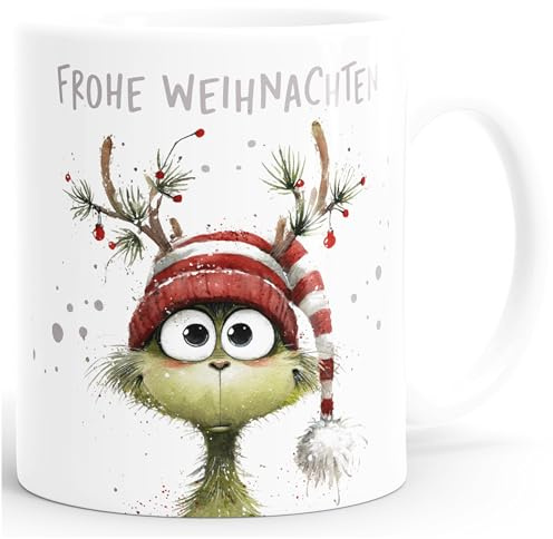 SpecialMe® Weihnachtstasse Grinch Motiv, Lustige Tasse für Weihnachten, Keramiktasse für Kaffee und Tee, Ideal als Geschenk Weiss standard