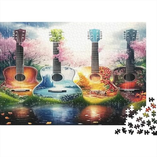 Guitar Seasons Puzzle 1000 Teile Schwer Puzzle Spielzeug Lernspiel Impossible Herausforderungsspielzeug Für Erwachsene Kinder 38x26cm/1000pcs
