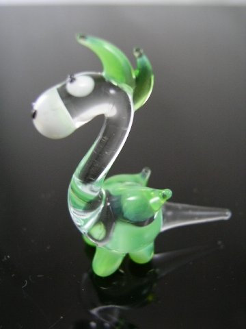 Unbekannt Drache Klar Grün Miniatur - Figur aus Glas - Glasfigur grüner Drachen Mini k5 - Glastier Deko Setzkasten Vitrine