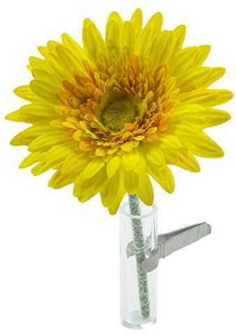 SANDINI Autovase mit Seidenblume/Kultblume Passend für jedes Auto (Gerbera Gelb)