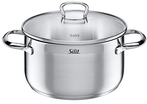 Silit Marino Kochtopf groß 20cm, Glasdeckel, Fleischtopf Induktion 3,3l, Edelstahl poliert, unbeschichtet, backofengeeignet