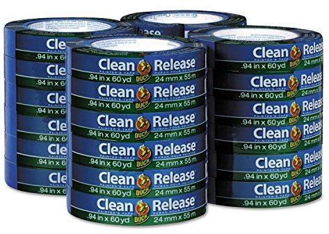 Duck Brand 284371 Clean Release Painter's Tape, 0.94 by 60 yd., Blue, 24 Rolls per Pack by