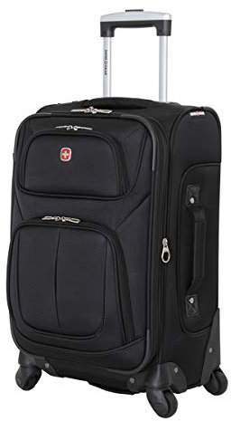 SwissGear Sion Softside Koffer mit Schleuderrollen, schwarz, Carry-On 21-Inch, Sion Softside Gepäck mit Spinnrollen
