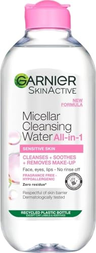 Garnier Micellar Water, Gentle Face Cleanser & Makeup Remover 400ml | Fragrance-Free, Vegan Formula, Suitable For All Skin Types, Even Sensitive, Skin Active, 400ml