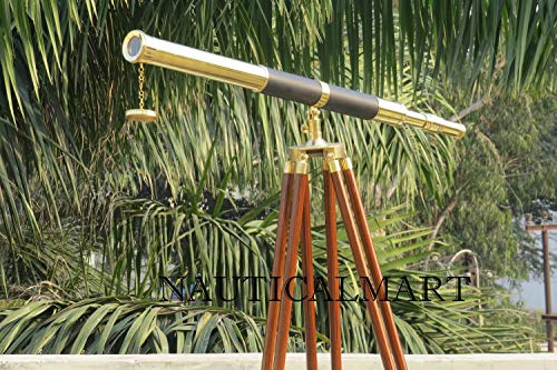 Nauticalmart Nautical Brass Floor Standing Telescope with Tripod 60 Vintage Marine Adjustable Telescope Navy Instrument Maritime Gift Sail Boat Decor