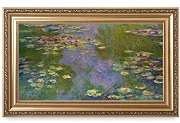 DECORARTS - Kunstdruck, Motiv: Seerosen Claude Monet Giclée, geprägter Goldrahmen
