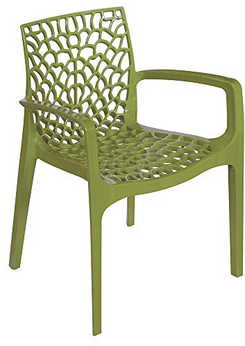 Grandsoleil Upon Gruvyer Stapelbarer Sessel aus Polypropylen, 53 x 58 x 81 cm, Anisgrün