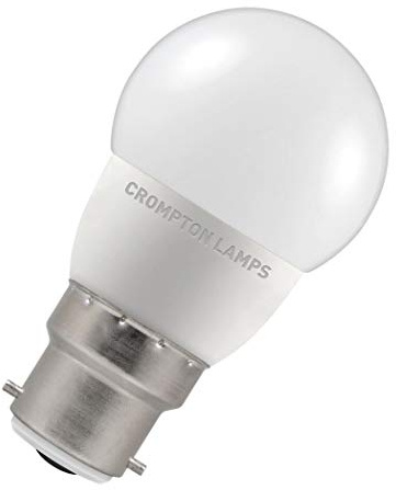 Crompton Lamps LED Golfball 5.5W BC-B22d Dimmable (40W Equivalent) 6500K Daylight Opal 470lm BC Bayonet B22 Round Frosted Light Bulb