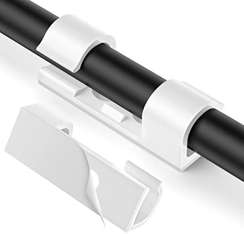 AGPTEK 30 Stück Kabelclips, Selbstklebende Kabelhalter für Schreibtisch, Netzkabel, Verlängerungskabel, TV-Kabel, LAN-Kabel, Kabelklemme Set mit Schrauben, keine Spur Kabelmanagement, Weiß