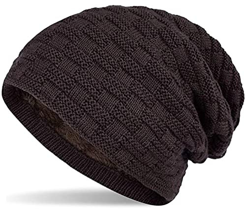 Hatstar Warme gefütterte Feinstrick Damen Beanie Herren Mütze | mit Flecht Muster und sehr weichem Fleece Innenfutter | Unisex Wintermütze weich & warm (8 | braun)
