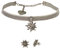 Alpenflüstern Trachtenschmuck-Set Trachten-Samt-Kropfband und Ohrstecker Strass-Edelweiß - Damen-Trachten-Schmuck, Trachtenset Trachtenkette und Trachten-Ohrringe grau SET016