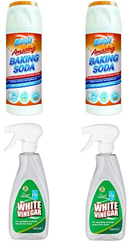 Duzzit White Vinegar & Soda For Cleaning - 2 x Baking Soda 2 x White Vinegar Spray For Cleaning