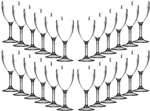 Set of Elite Premium 9oz Wine Glasses Virtually Unbreakable Reusable Polycarbonate Plastic - Made in UK Height 17.3 cm Max Diameter 7. 5cm (24)