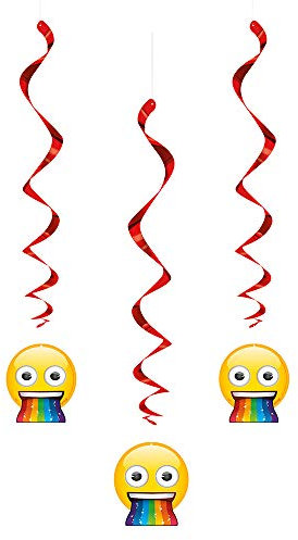 Hängende Wirbel-Dekorationen - 66 cm - Regenbogen-Spaß-Emoji-Party - 3er-Packung