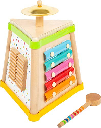 small foot Musikdreieck Sound aus Holz, Instrument mit Trommel, Xylophon, Becken und Klanghölzern, ab 3 Jahren, 11507